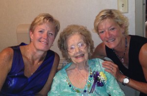 When Jackie Abernethy was too frail to attend a grandchild's wedding out of town, members Kimbo Hannon and Ginger Dickerson got her fixed up and she attended via Skype. What a lady!