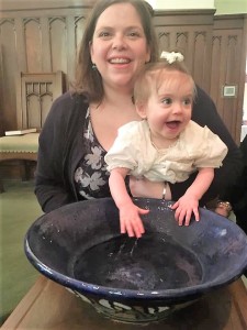 Anna and baby Evie Holloway, who was baptized Sunday.